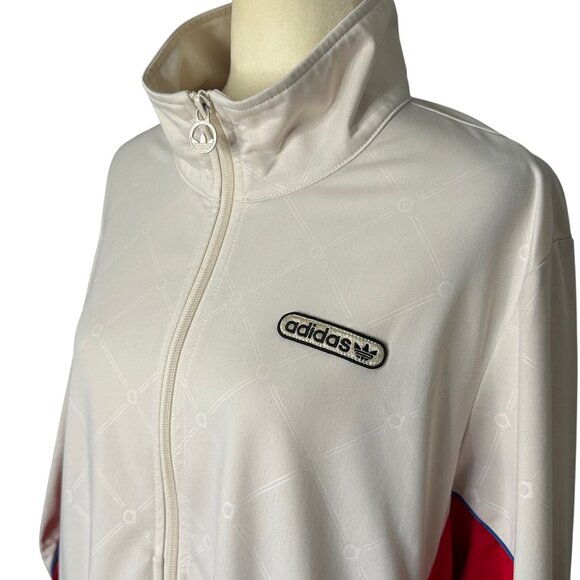 Adidas 70s Track Jacket Plus Sz 2X Zip Up Retro Top Red Off White Logo Monogram - Picture 2 of 10